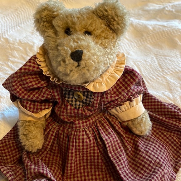 Boyds Bears Other - Boyds bear with gingham red and beige dress and bloomers.